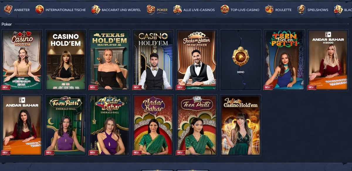 Betwarts Video-Poker Tisch