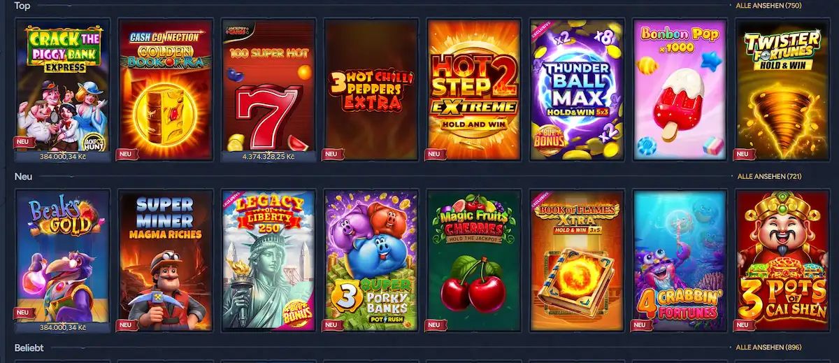 Betwarts Spielautomaten Auswahl